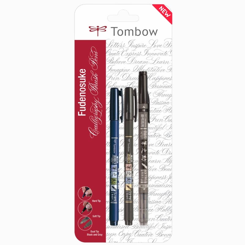 Tombow Fudenosuke Fude Brush Pen / Soft & Hard & Twin Tips / Value set - Image 1